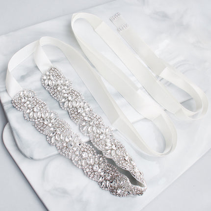 Ribbon Bridal Wedding Dress Belt High-end Rhinestone Hand-sewn Girdle Wedding Dress Accessories