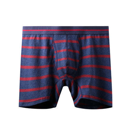 Men's Striped Cotton Underwear Extended Sports Wear-resistant Boxer Briefs