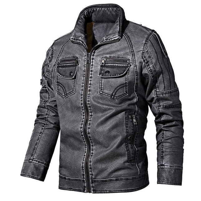 Wholesale Men's Autumn  Winter Washed Vintage Velvet PU Leather Jackets