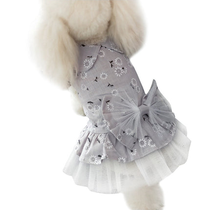 Wholesale Spring/Summer Teddy Dress Little Flower Bow Princess Skirt Cat Pet Dog Dress