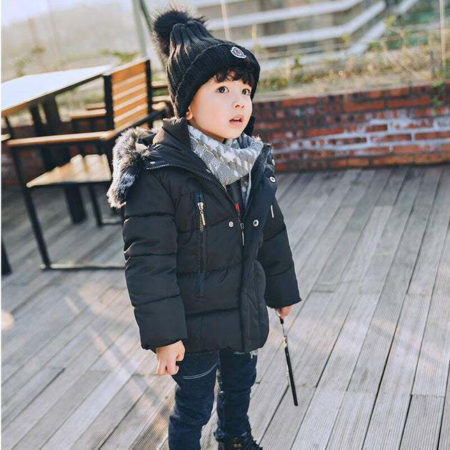 Wholesale Baby Big Fur Collar Thickened Padded Jacket