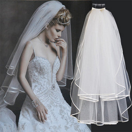 Wholesale Party Double Layer Bridal Hemming Veil Ribbon