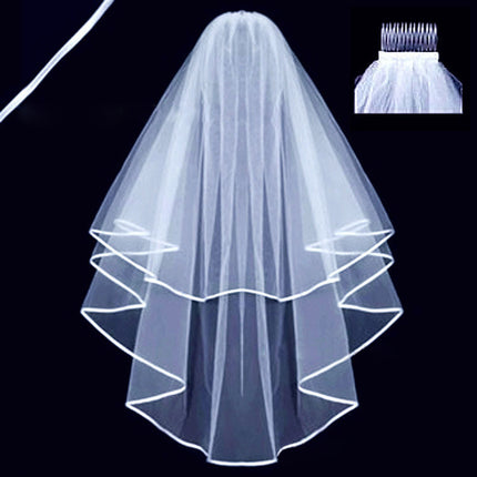 Wholesale Party Double Layer Bridal Hemming Veil Ribbon