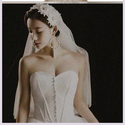 Wholesale Elegant Headband Pearl Short Bridal Veil Covering Face Wedding Veil