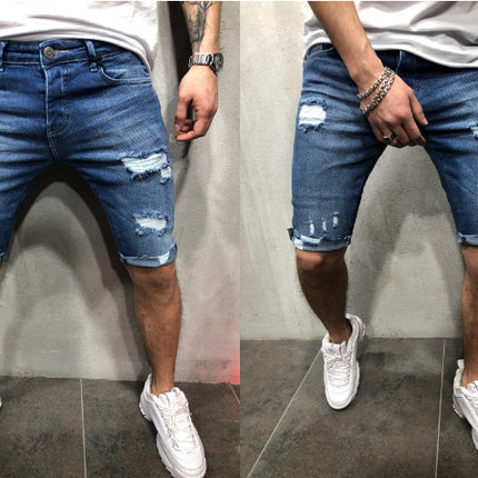 Wholesale Men's Ripped Slim Denim Shorts