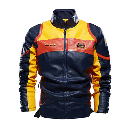 Wholesale Men's Plus Size Casual Motorcycle PU Leather Jacket