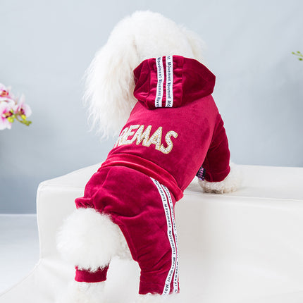 Spring Summer Dog Four-legged Clothes Teddy Corgi Small Dog Pet Clothes Gold Velvet Sportswear