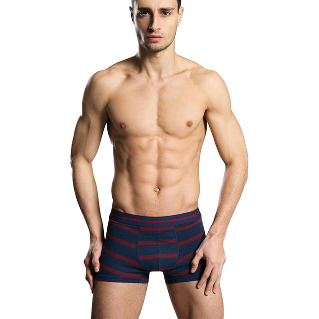 Wholesale Men's Cotton Boxer Briefs Striped Stretch Boxer Underwear