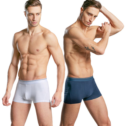 Men's Cotton Spandex Mid-rise Breathable Solid Color Boxer Briefs