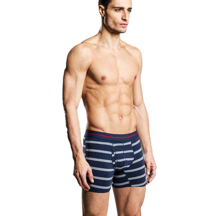 Men's Striped Cotton Underwear Extended Sports Wear-resistant Boxer Briefs