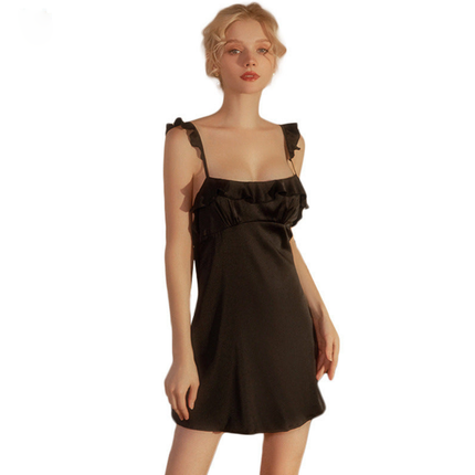 Wholesale Women's Spring Satin Ruffled Suspender Nightgown