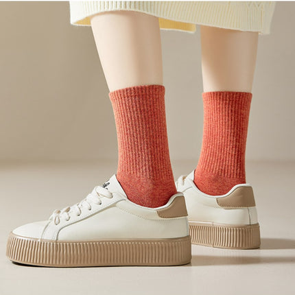 Women's Autumn High Elastic Antibacterial Breathable Cotton Mid-calf Socks