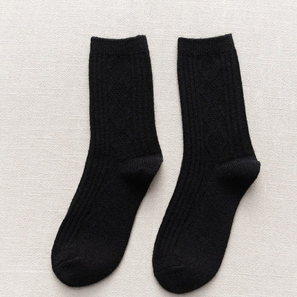 Women's Autumn Winter Mid-calf Socks Thickened Wool Socks Warm Striped Stockings