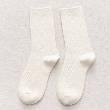 Women's Autumn Winter Mid-calf Socks Thickened Wool Socks Warm Striped Stockings