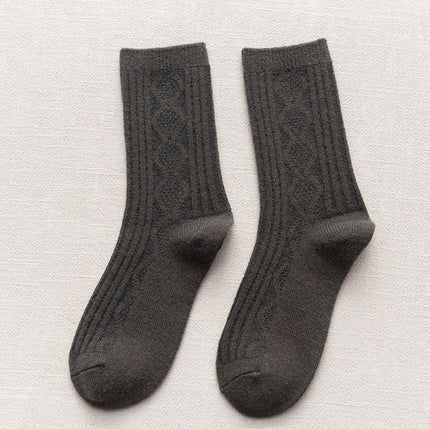 Women's Autumn Winter Mid-calf Socks Thickened Wool Socks Warm Striped Stockings