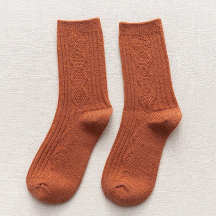 Women's Autumn Winter Mid-calf Socks Thickened Wool Socks Warm Striped Stockings