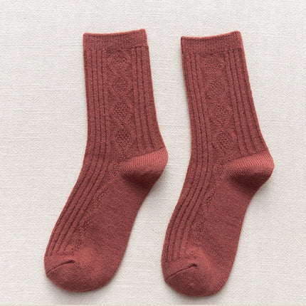 Women's Autumn Winter Mid-calf Socks Thickened Wool Socks Warm Striped Stockings