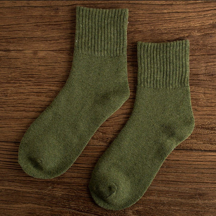 Women's Winter Thickened Cotton Mid-calf Socks Solid Color Long Terry Socks