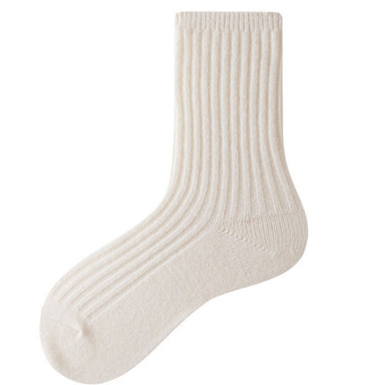 Wholesale Women's Fall Winter Cotton Socks Solid Color Pile Socks Striped Wool Socks