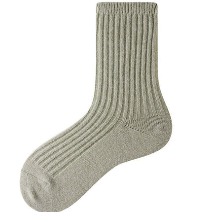 Wholesale Women's Fall Winter Cotton Socks Solid Color Pile Socks Striped Wool Socks