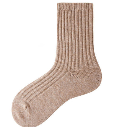 Wholesale Women's Fall Winter Cotton Socks Solid Color Pile Socks Striped Wool Socks