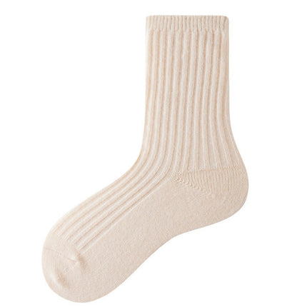 Wholesale Women's Fall Winter Cotton Socks Solid Color Pile Socks Striped Wool Socks