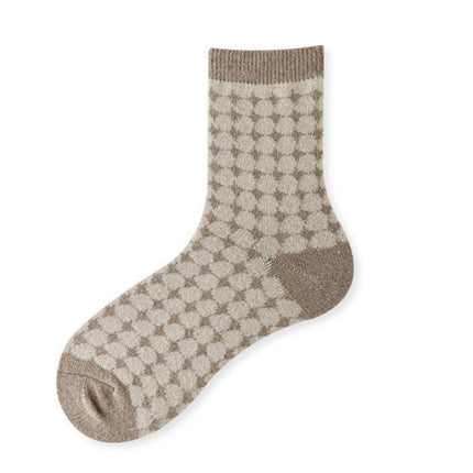 Wholesale Women's Fall Winter Wool Socks Cotton Khaki Bear Mid-calf Socks