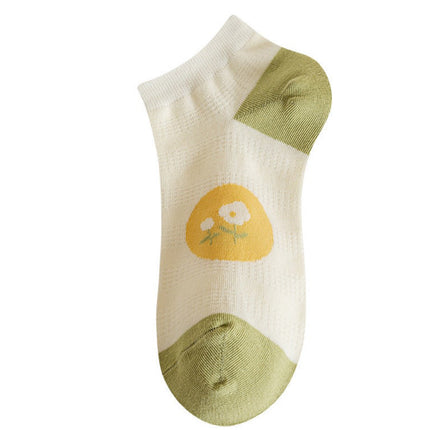 Wholesale Women's Summer Thin Cute Smiley Cotton Boat Socks 