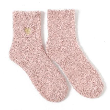 Wholesale Women's Winter Cute Mid-calf Socks Thickened Warm Embroidered Floor Socks