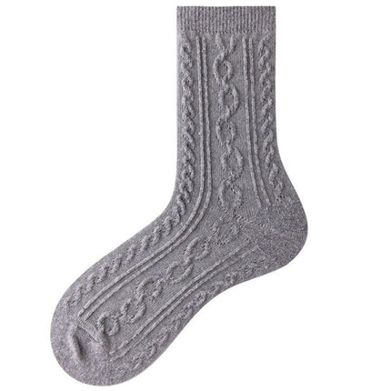 Wholesale Women's Autumn Winter Mid-calf Socks Solid Color Twist Pile Socks