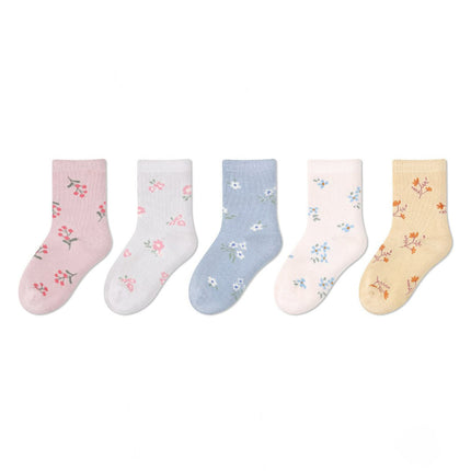 Wholesale 5 Pairs Kids Fall Thin Cotton Boneless Cute Socks