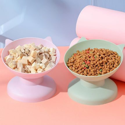 Wholesale Tall Bowl Slant Mouth Food Bowl Anti-knock Over Feeding Cat Plastic Bowl