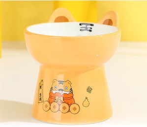 Pet Ceramic Bowl Cat and Dog Tall Sloping Bowl Increased Neck Protection Water Bowl