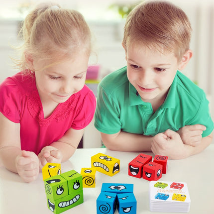 Wholesale Children's Wooden Face-changing Rubik's Cube Building Blocks Matching Board Game Toys