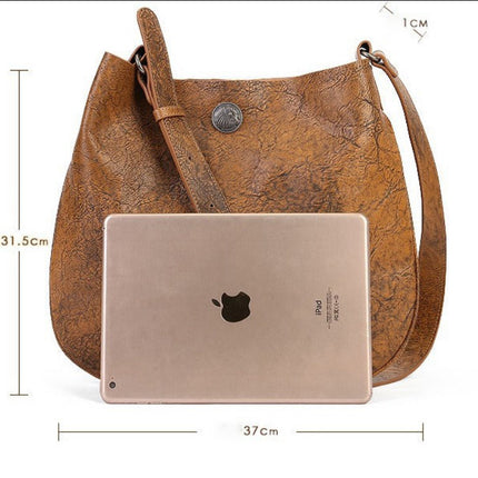 Women's Retro Genuine Leather Tote Bag Large Capacity Fashion Shoulder Crossbody Bag 