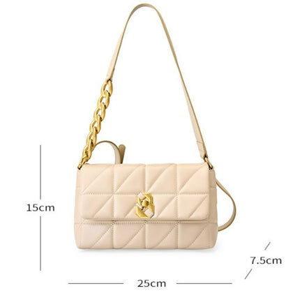 Women's Fashion Diamond Chain Bag Genuine Leather Shoulder Crossbody Bag