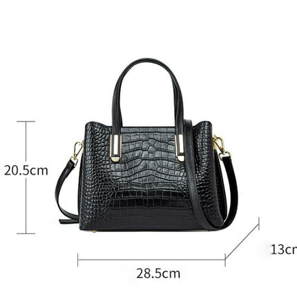 Women's Trendy Handbag Genuine Leather Shoulder Bag Crocodile Pattern Top Layer Handbag 