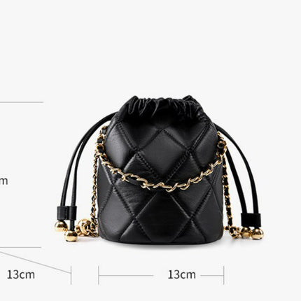 Women's High-end Chain Leather Mini Bag Crossbody Bucket Bag