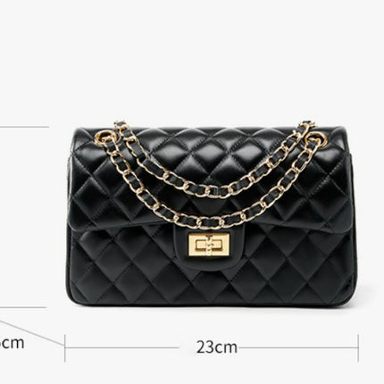 Women's Top Layer Cowhide Bag Shoulder Crossbody Chain Fashion Rhombus Mini Bag