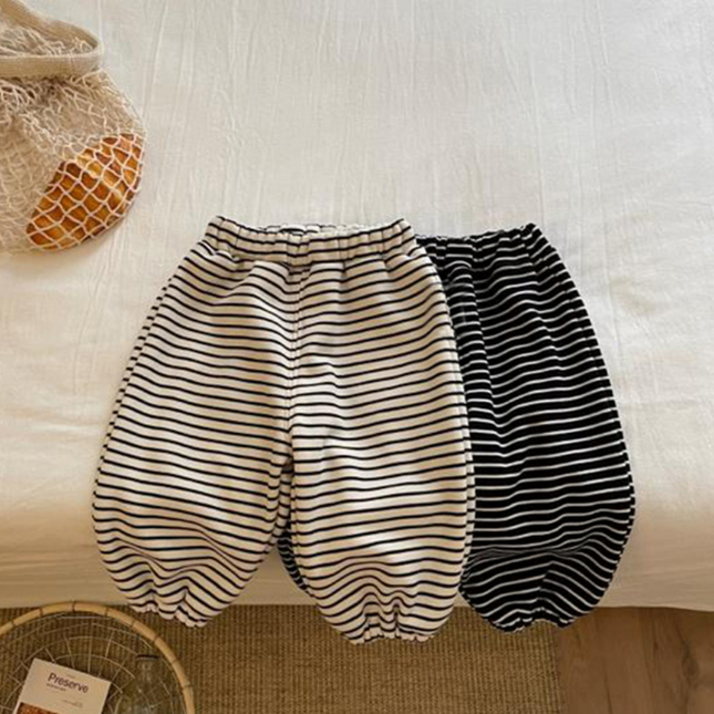 Baby Clothes Casual Plus Velvet Thickened Striped PP Pants