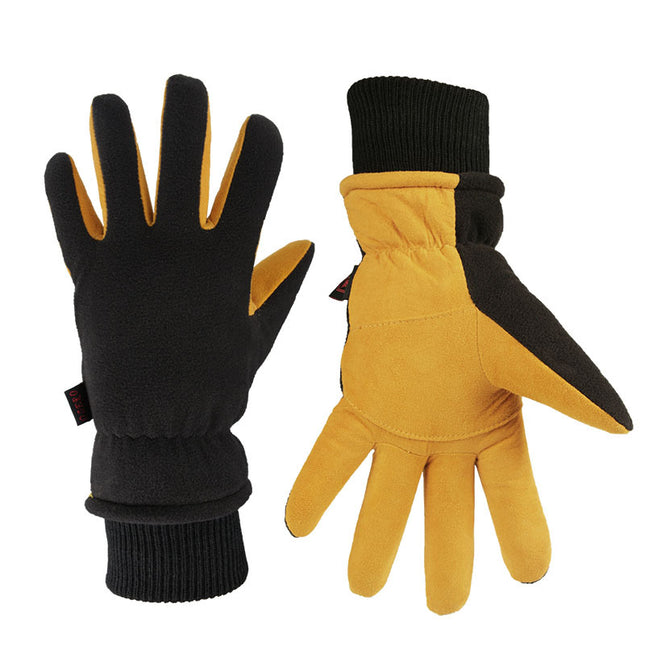 Wholesale Winter Deerskin Warm Gloves Plus Velvet Outdoor Cycling Ski Gloves