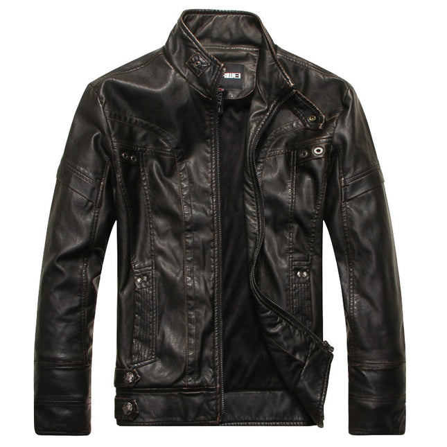 Wholesale Men's Spring Fall Motorcycle PU Leather Jacket Coat