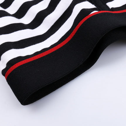 Men's Striped Cotton Underwear Extended Length Sports Boxer Briefs