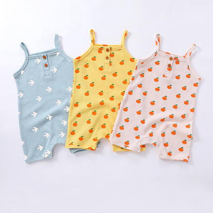 Newborn Sling Printed Romper Toddler Sleeveless Waffle Boxer Bodysuit