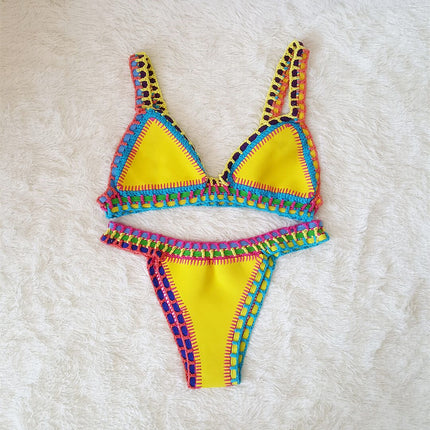 Wholesale Women's Sexy Crochet Colorful Beach Bikini Two Piece Set