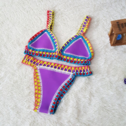 Wholesale Women's Sexy Crochet Colorful Beach Bikini Two Piece Set