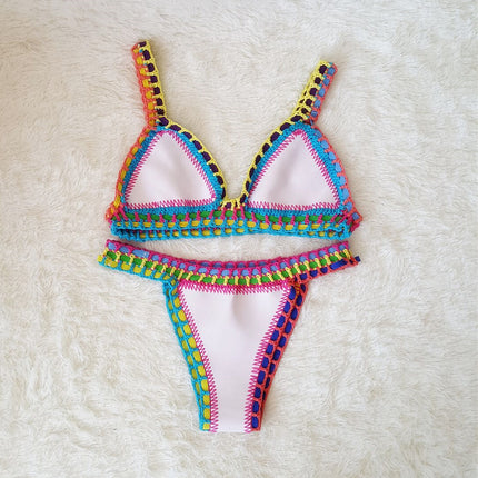 Wholesale Women's Sexy Crochet Colorful Beach Bikini Two Piece Set