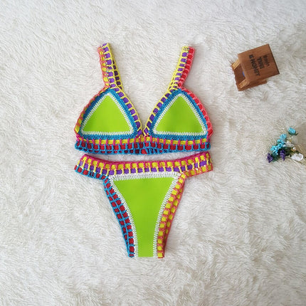 Wholesale Women's Sexy Crochet Colorful Beach Bikini Two Piece Set