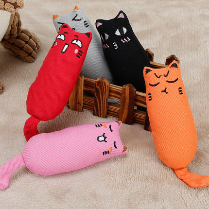 Cat Toys Burlap Cat Mint Cute Expression Thumb Toy Claw Resistant Bite Funny Cat Pillow