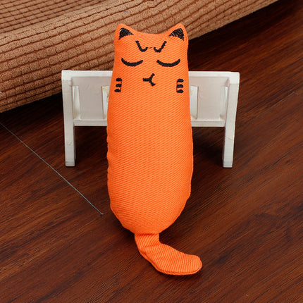 Cat Toys Burlap Cat Mint Cute Expression Thumb Toy Claw Resistant Bite Funny Cat Pillow